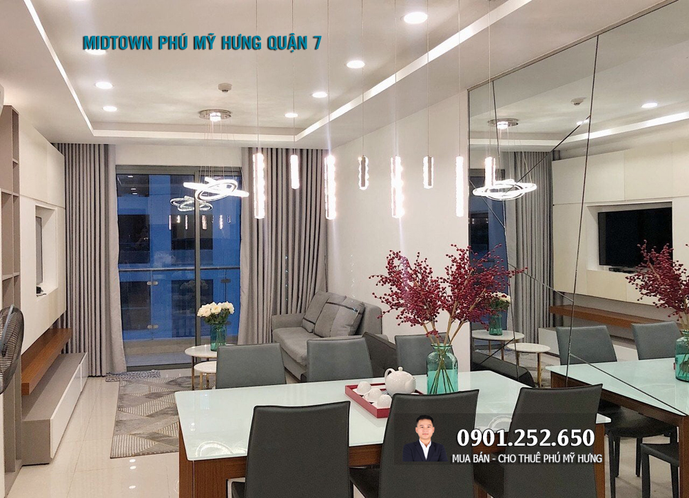 Cho thuê căn hộ 2PN Midtown Phú Mỹ Hưng Quận 7 dt 78m the grande giá 19tr/th LH Danh Trần PMH