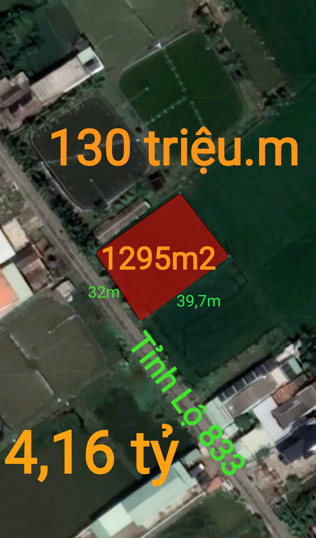 Bán gấp lô lúa chuyển thổ mặt tiền Tỉnh Lộ giá 130 triệu.m