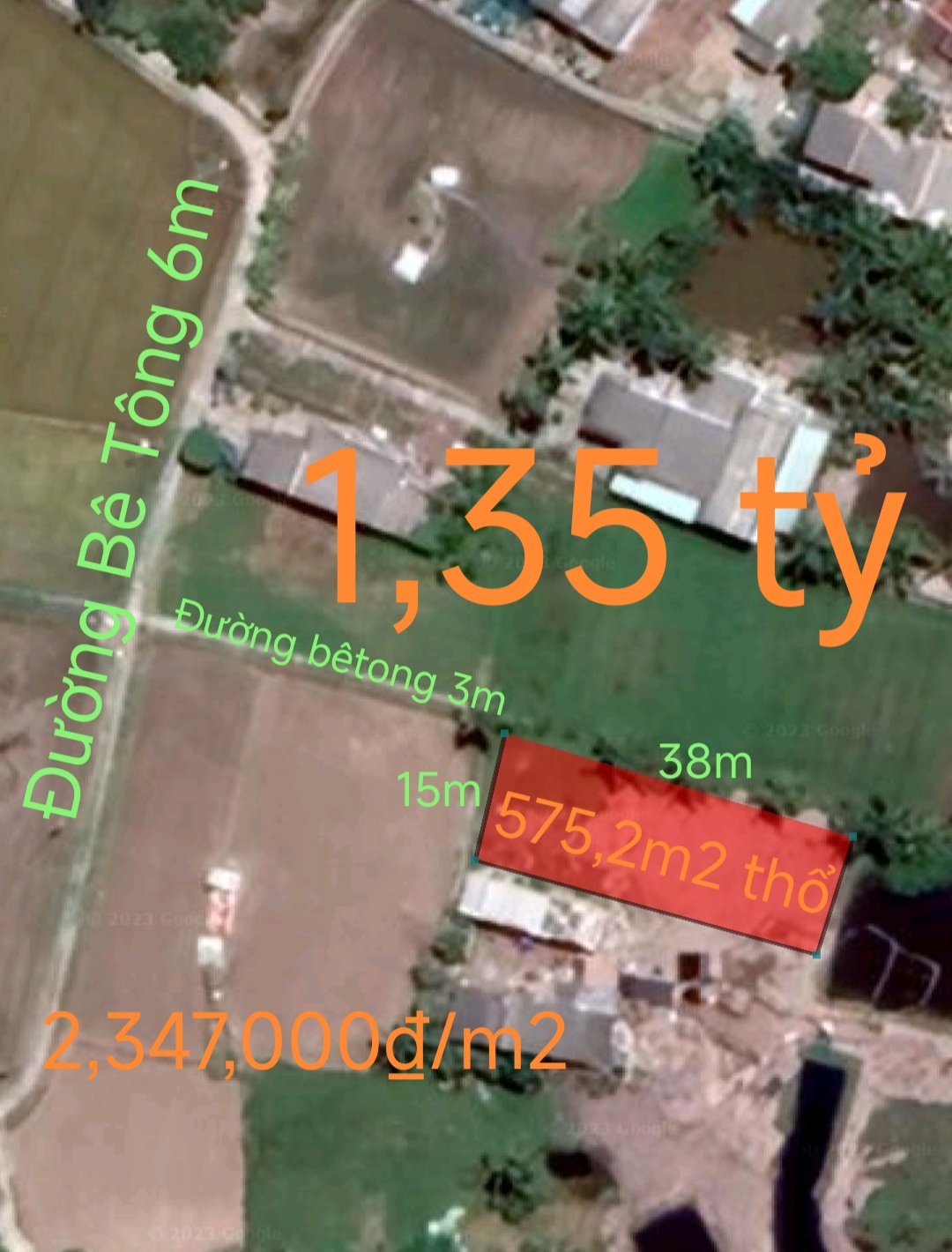 Bán gấp lô đất thổ đối diện khu dân cư thị trấn giá 1,35 tỷ