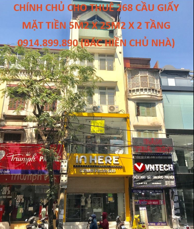 Cho thuê mặt phố 268 cầu giấy chính chủ vào luôn