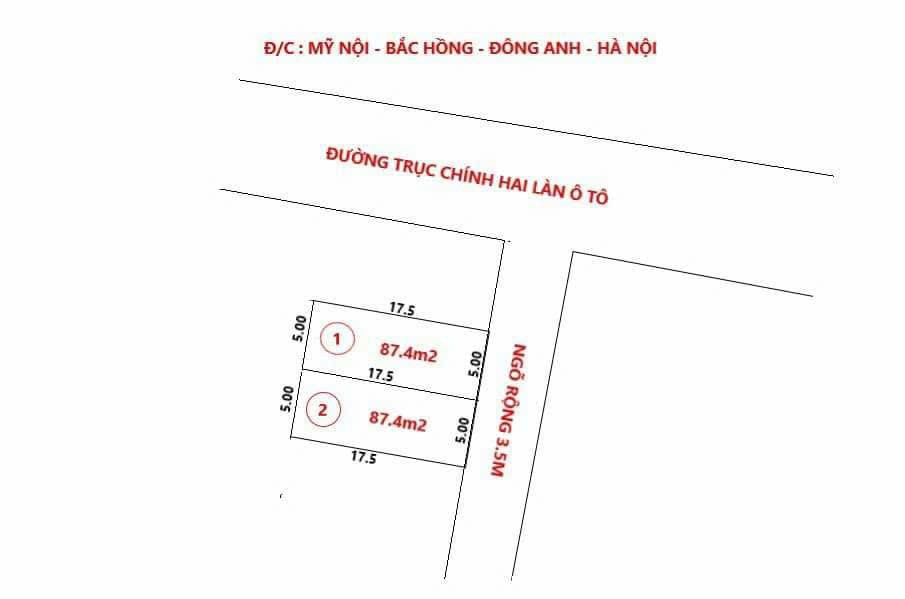 ✅ Đất cực rẻ tại Bắc Hồng - 7 chỗ vào - 87,4m2 - mặt tiền 5m - giá 2x tr/m2