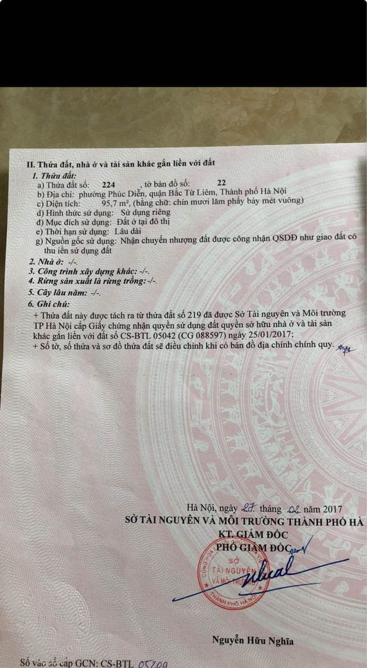 Cần bán lô đất ( KHÔNG QUA MÔI GIỚI ) tại Phúc Lý, Bắc Từ Liêm, Hà Nội.