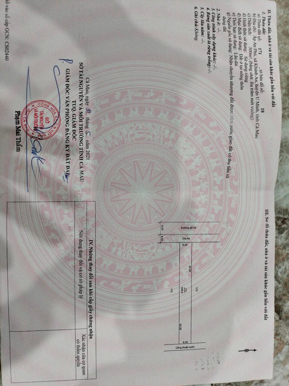 CHÍNH CHỦ BÁN NHANH LÔ ĐẤT TẠI Huyện U Minh, Cà Mau - GIÁ CỰC RẺ