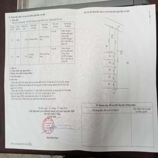 Chính chủ cần Bán đất phân lô làng nghề trồng hoa Tích Giang, Phúc Thọ, Hà Nội