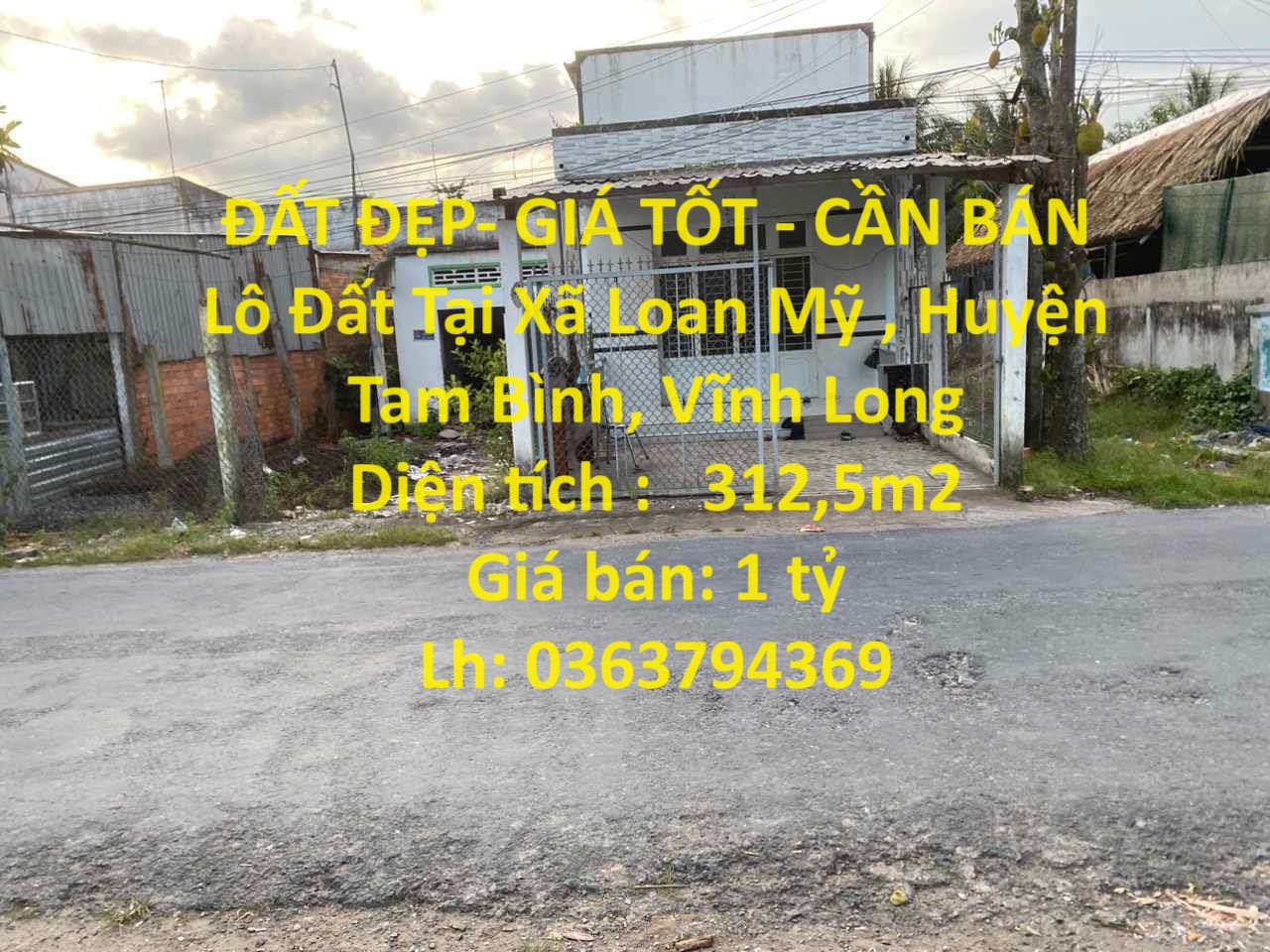 ĐẤT ĐẸP- GIÁ TỐT - CẦN BÁN Lô Đất Tại Xã Loan Mỹ , Huyện Tam Bình, Vĩnh Long