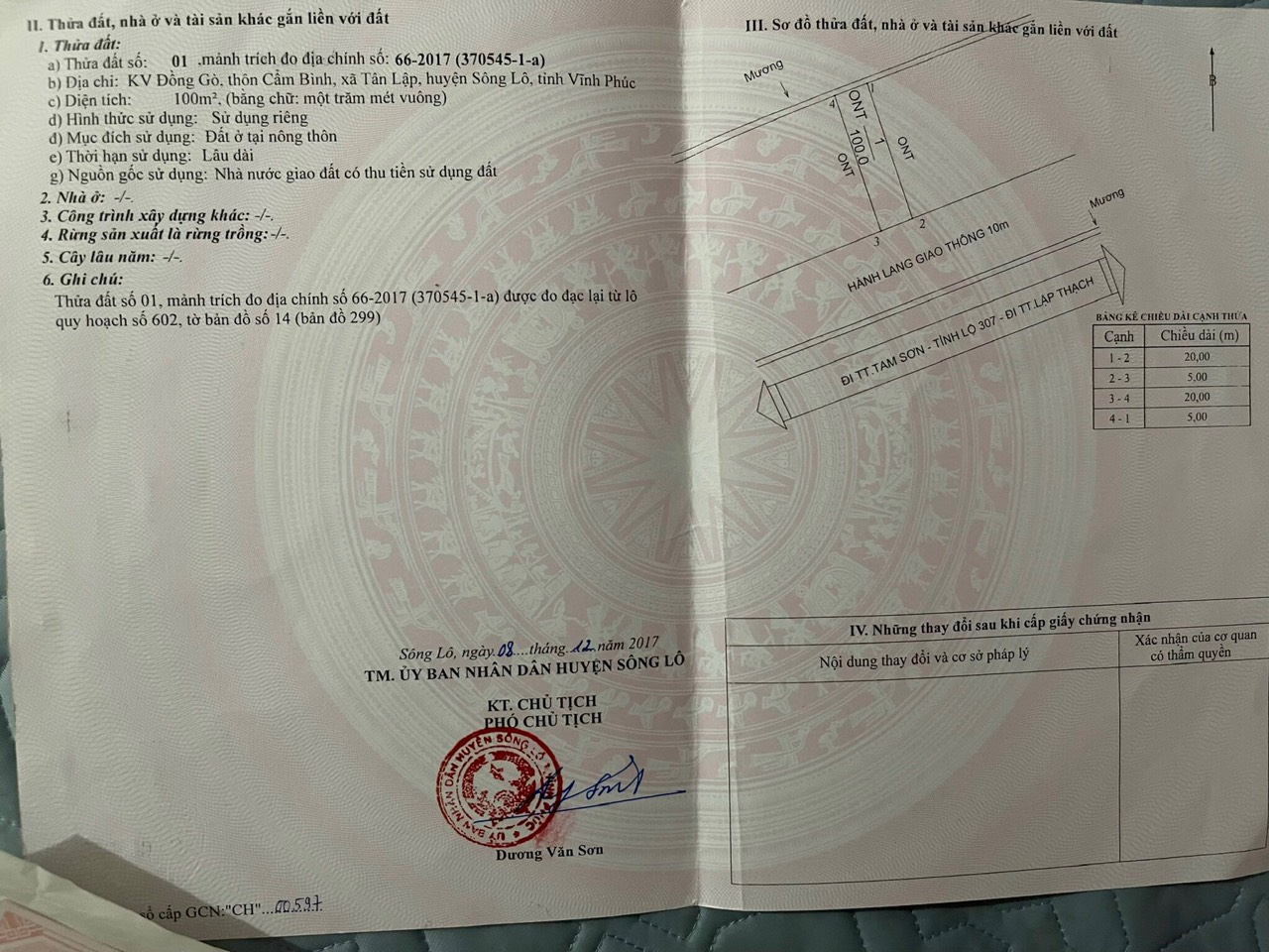 Chính chủ cần bán gấp lô đất tại Thôn Cẩm Binh, Xã Tân Lập, huyên Sông Lô, tỉnh Vĩnh Phúc.