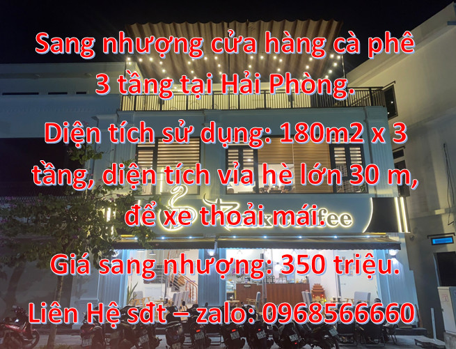 Sang nhượng cửa hàng cà phê 3 tầng tại Hải Phòng.