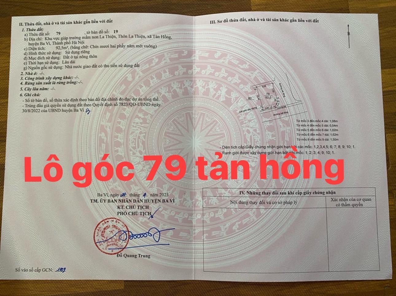 Chính chủ cần bán Cắt Lỗ Ô Đất Làng Nghề La Thiện Tản Hồng.