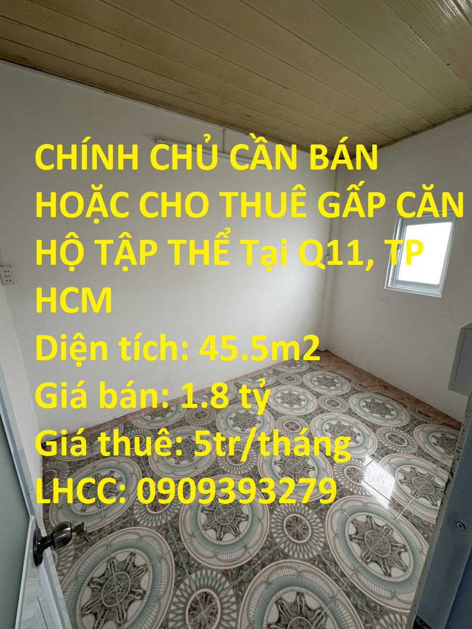 Chính Chủ Cần Bán Căn Hộ Tập Thể Tai Quận 11 TPHCM