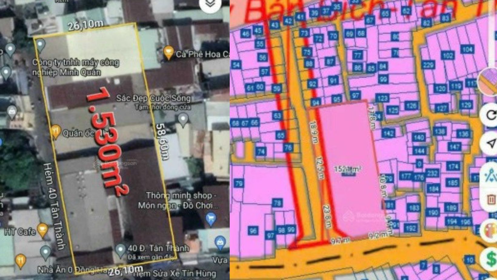 Tôi Cần bán 1529m2 tại 40 Tân Thành, P. Tân Thành, Q. Tân Phú