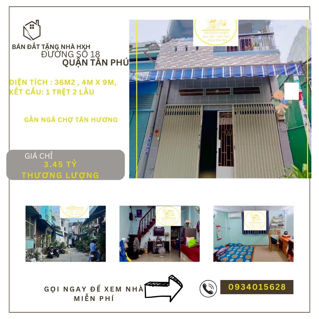GẤP Bán nhà HXH cạnh chợ TÂN HƯƠNG 36m2, 2Lầu, 3.45tỷ