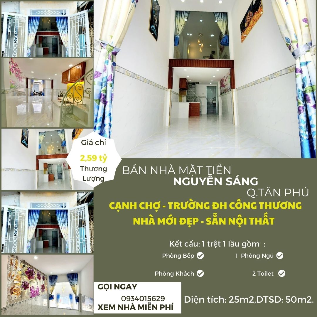 Bán nhà Mặt Tiền MỚI-ĐẸP, 25m2, 1 LẦU, 2.59 tỷ GẦN ĐH Công Thương