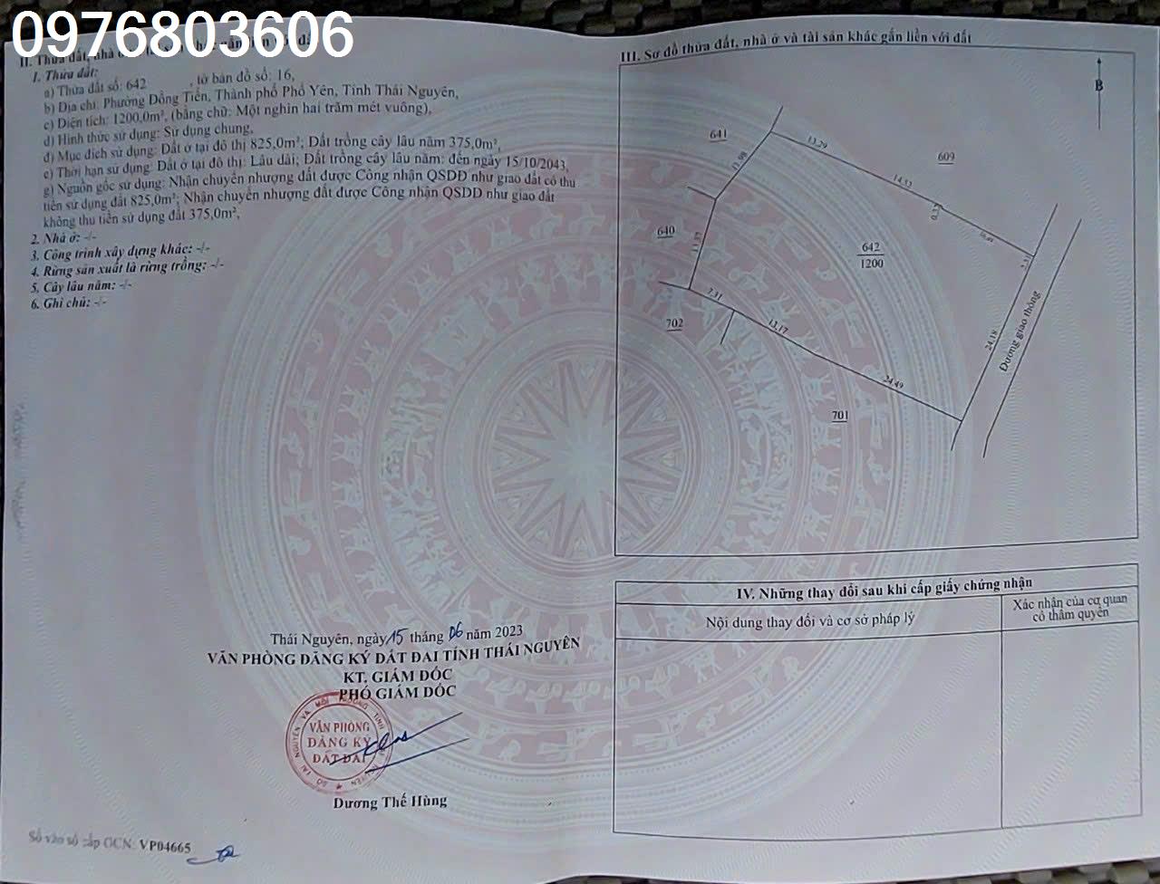 CỰC HIẾM: Một lô duy nhất đất rộng trong lõi thành phố phổ yên ngay sát nhà máy sam sung S 1400M tận 850m thổ cư giá