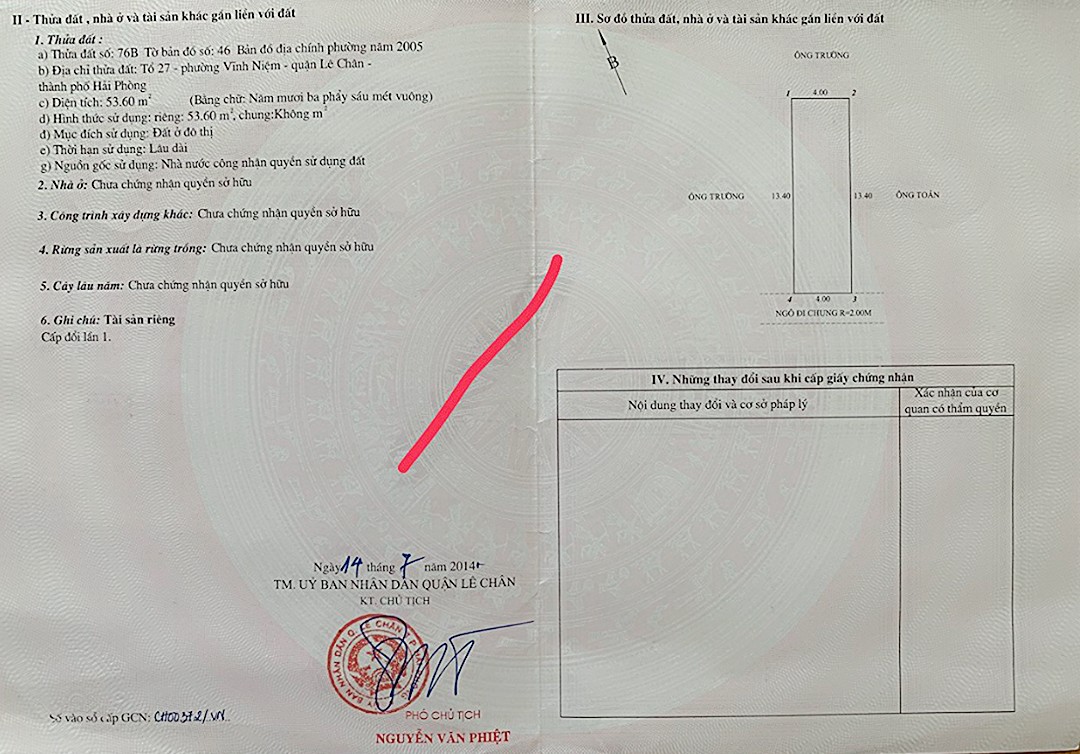 Bán nhà xây mới Trực Cát, diện tích 54m 4 tầng GIÁ 3.95 tỉ, ô.tô tận cửa