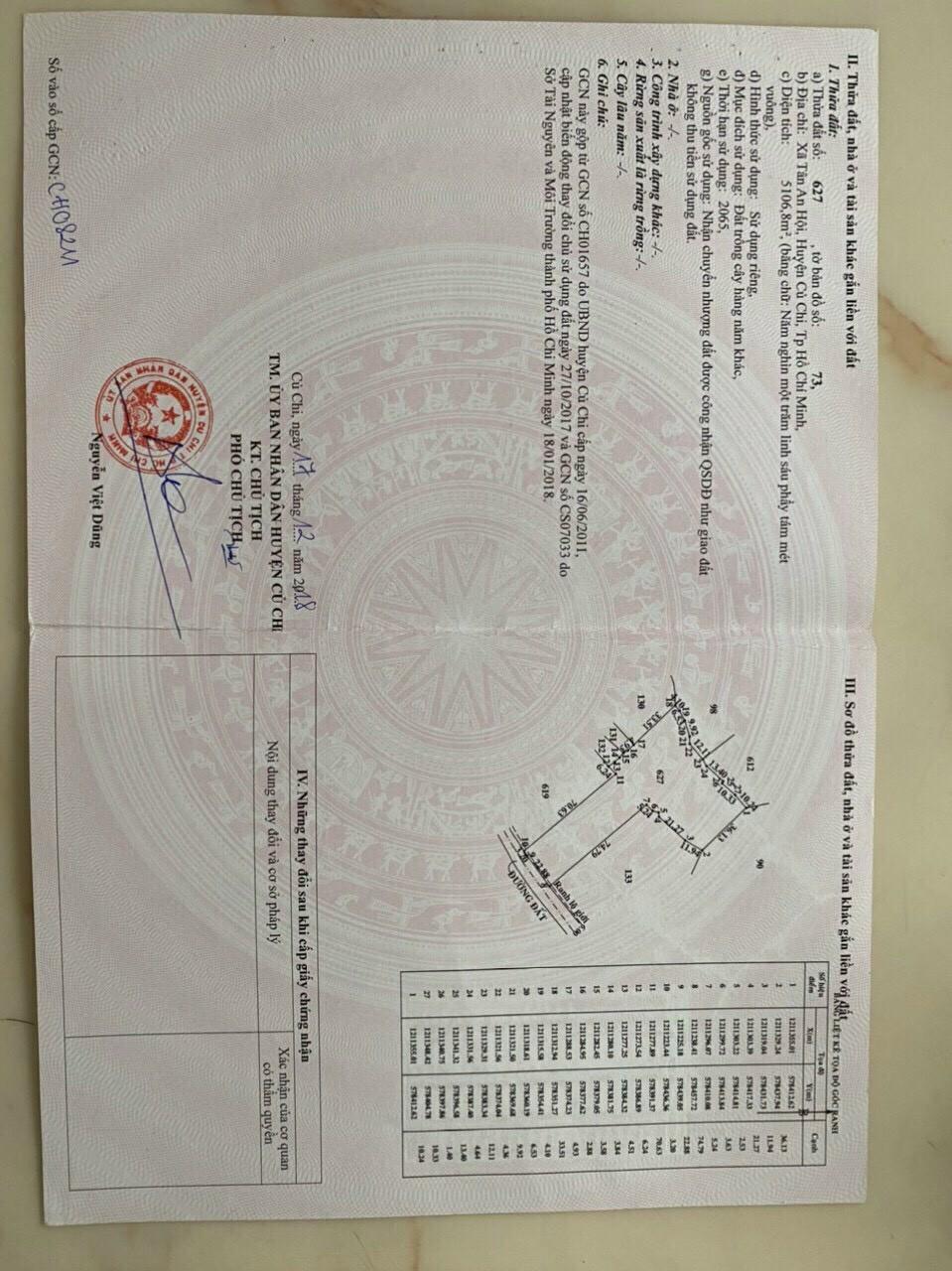 Cần bán gấp lô tổng DT 5106,8 m² tại xã Tân An Hội huyện Củ Chi - TPHCM