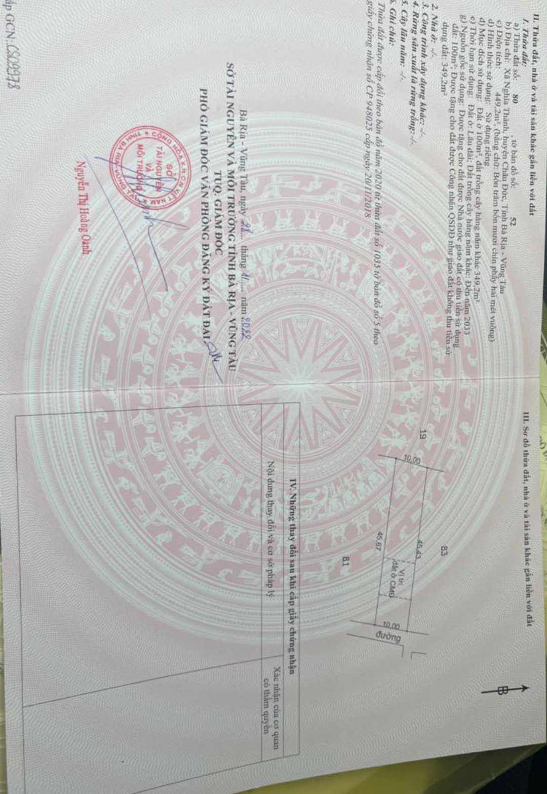 Bán Đất thổ cư ngay khu Công Nghiệp sonadezi. Đất nằm giữa khu tái định cư và Đường 31, Nghĩa Thành, Châu Đức, BR-VT.