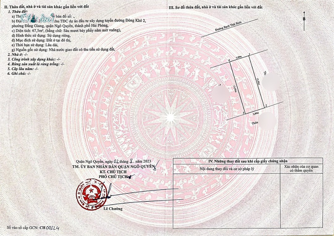 Bán đất mặt đường Bạch Thái Bưởi, diện tích 68m GIÁ 7.55 tỉ cạnh TĐC Cây Đa