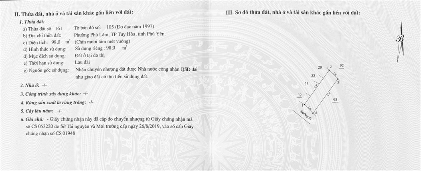 ĐẤT ĐẸP – Chính Chủ Cần Bán Lô Đất tại Phường phú lâm, TP Tuy Hòa, tỉnh Phú Yên