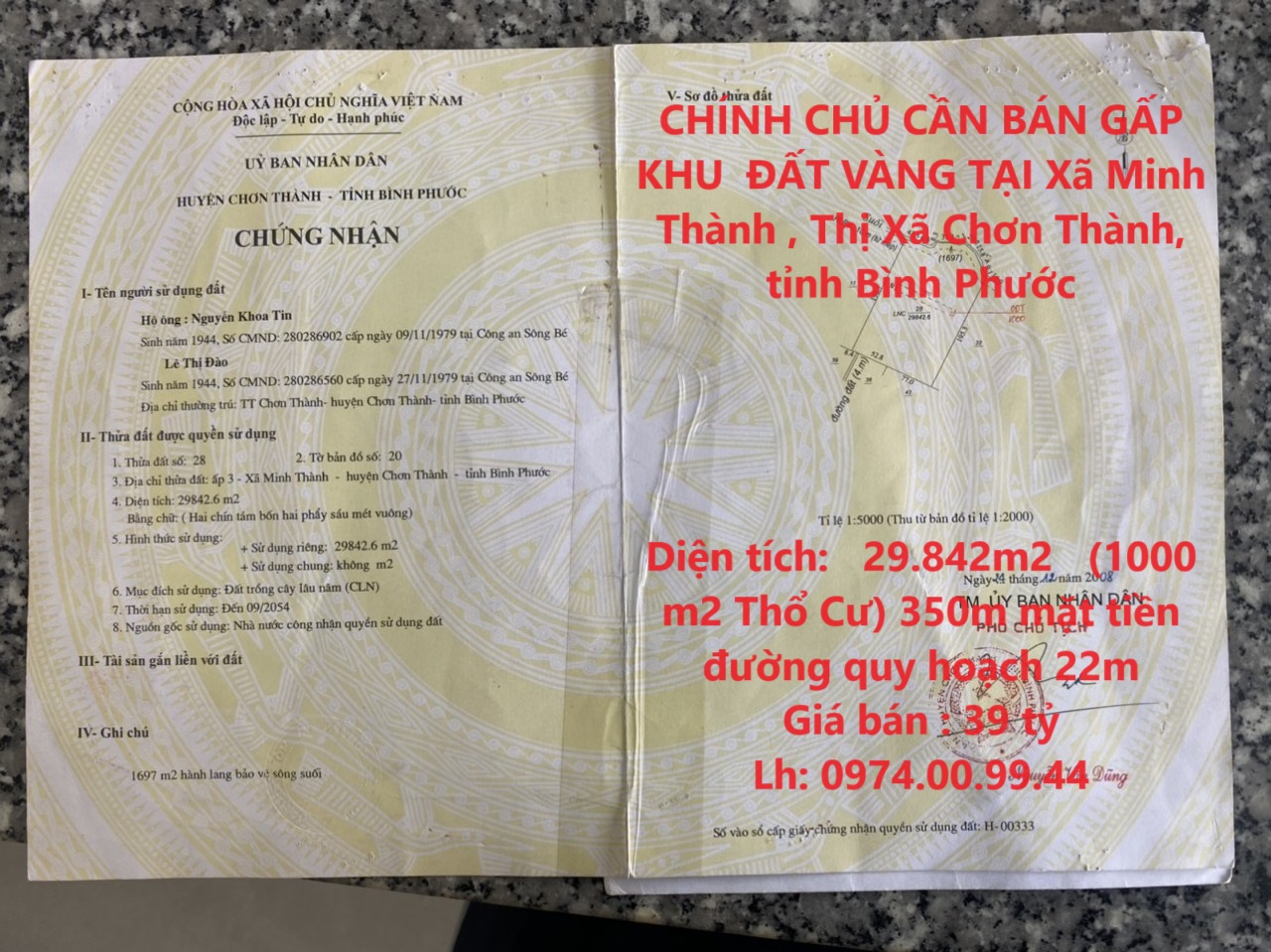 CHÍNH CHỦ CẦN BÁN GẤP KHU ĐẤT VÀNG TẠI Trung Tâm Thị Xã Chơn Thành, tỉnh Bình Phước