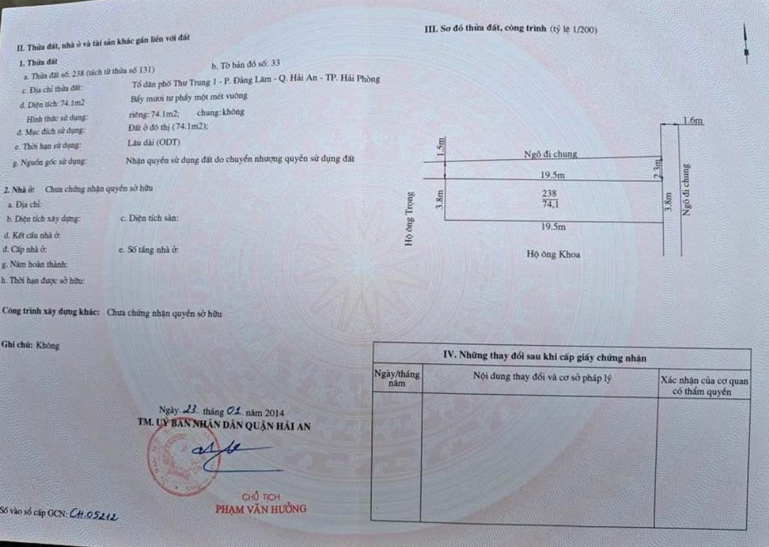 Bán đất tặng nhà ngõ 225 Ngô Gia Tự, diện tích 74m GIÁ 1.8 tỉ