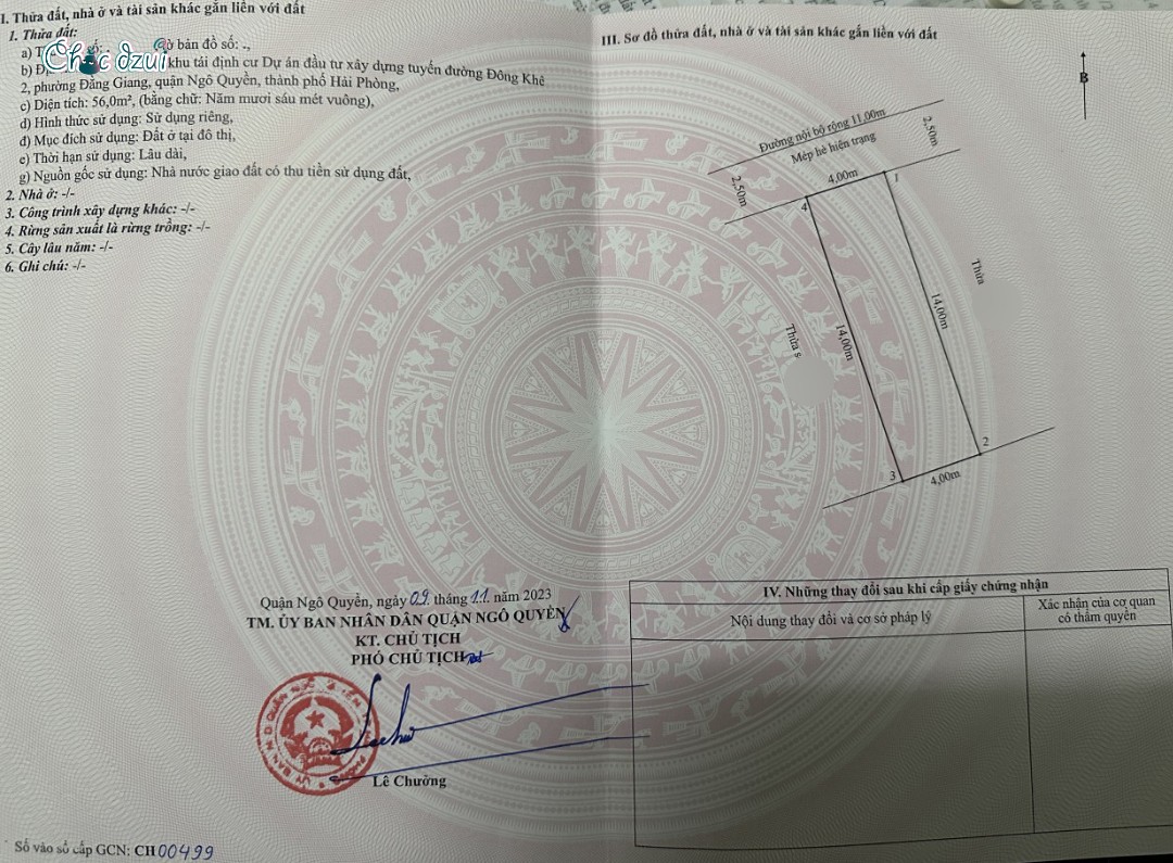 Bán đất Tái định cư Cây Đa- Ngô Quyền , diện tích 56m vị trí đẹp GIÁ 3.75 tỉ