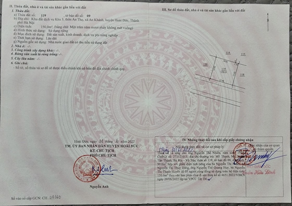 Bán đất dịch bán đất dịch vụ sổ đỏ An Thọ 1, An Khánh, Hoài Đức