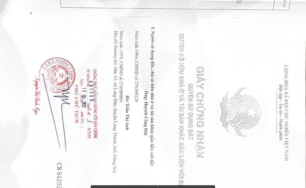 Bán lô đất tại Xã Phước Bình, Long Thành, Đồng Nai.