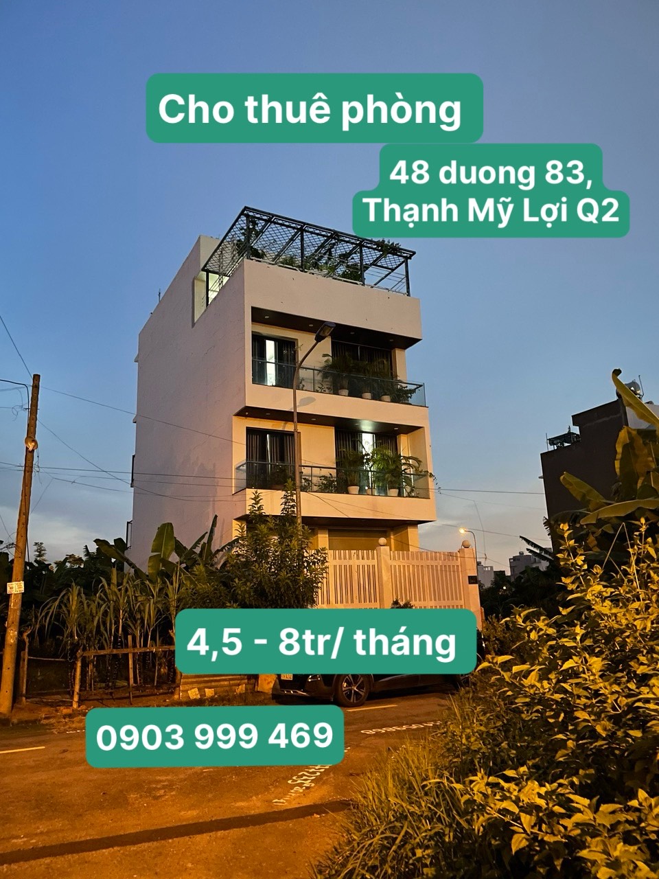 Cho thuê CHDV dt 17- 45m2, đường số 83, P Thạnh Mỹ Lợi, Q2