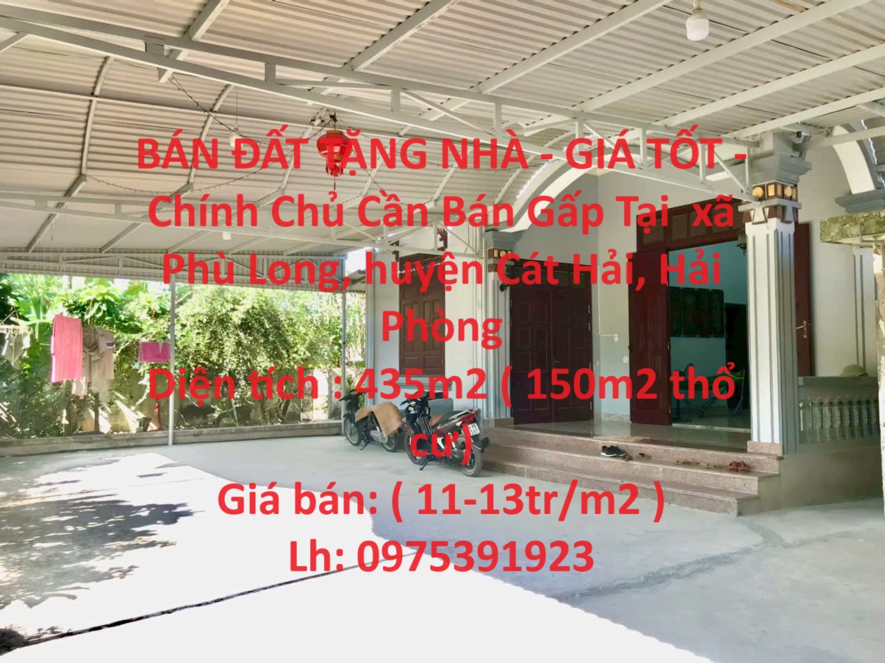 BÁN ĐẤT TẶNG NHÀ - GIÁ TỐT - Chính Chủ Cần Bán Gấp Tại xã Phù Long, huyện Cát Hải, Hải Phòng