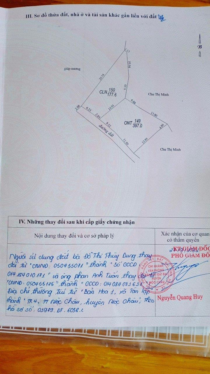 Cần bán gấp mảnh đất ở trung tâm Tân Lập Mộc Châu