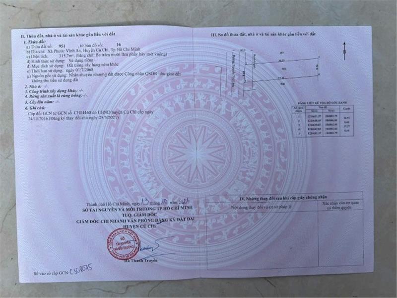 CHÍNH CHỦ CẦN BÁN NHANH Lô Đất Đẹp – Tiềm Năng lớn Tại huyện Củ Chi, TPHCM