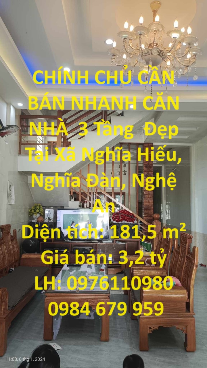 CHÍNH CHỦ CẦN BÁN NHANH CĂN NHÀ 3 Tầng Đẹp Tại Xã Nghĩa Hiếu, Nghĩa Đàn, Nghệ An