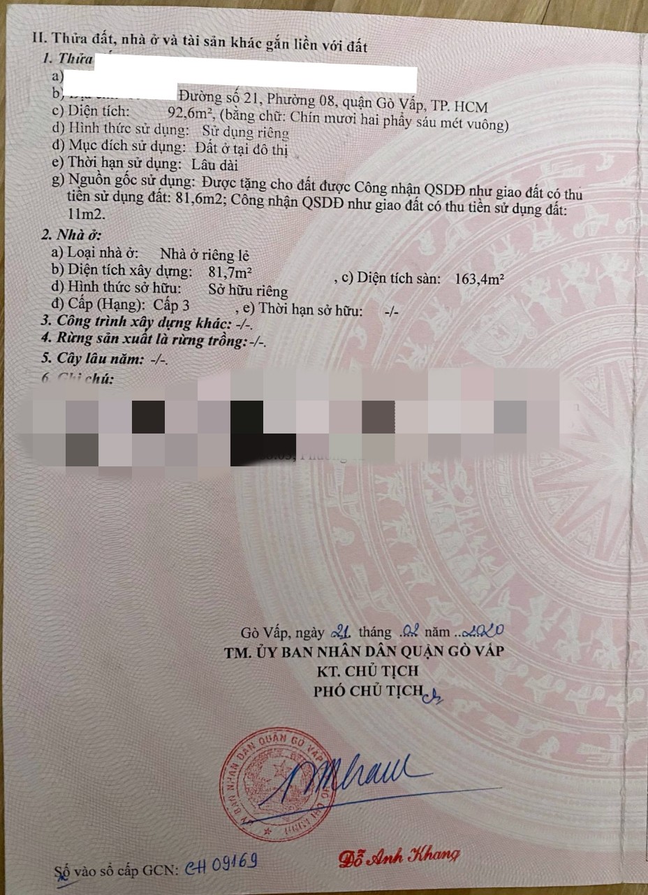 Bán Nhà gần Quang Trung 92M2 ngang 5M3 nở hậu hơn 4Tỷ7 F8 Gò Vấp