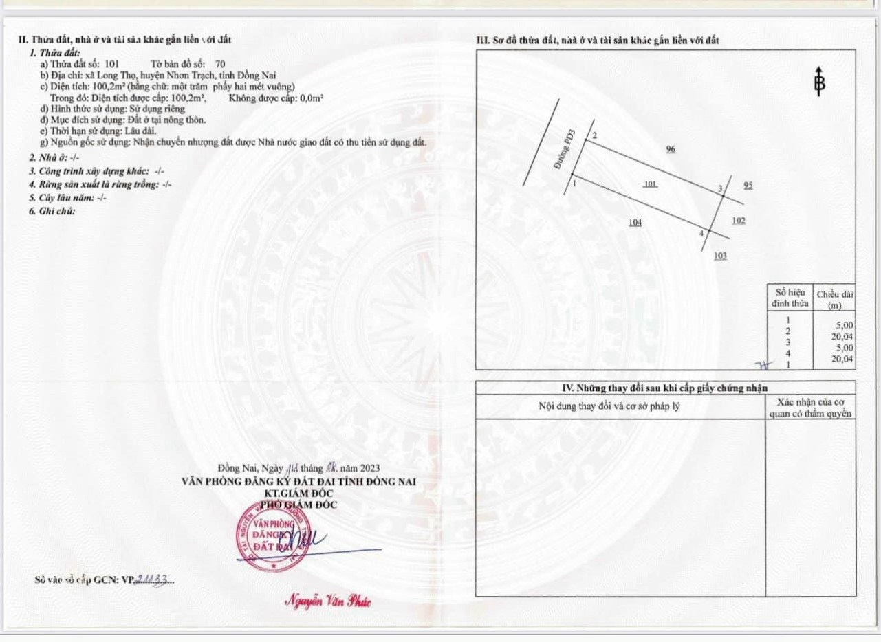 Cần bán đất nền XDHN Nhơn Trạch sổ sẵn mặt tiền đường lộ giới 12m và 17m giá tốt đầu tư