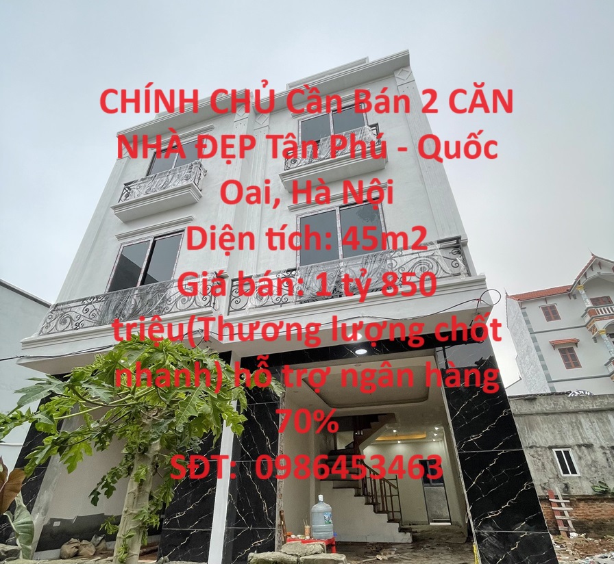 CHÍNH CHỦ Cần Bán 2 CĂN NHÀ ĐẸP Tân Phú - Quốc Oai, Hà Nội