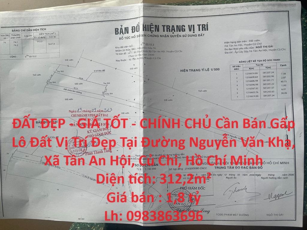 ĐẤT ĐẸP - GIÁ TỐT - CHÍNH CHỦ Cần Bán Gấp Lô Đất Vị Trí Đẹp Tại Tân An Hội, Củ Chi - HCM