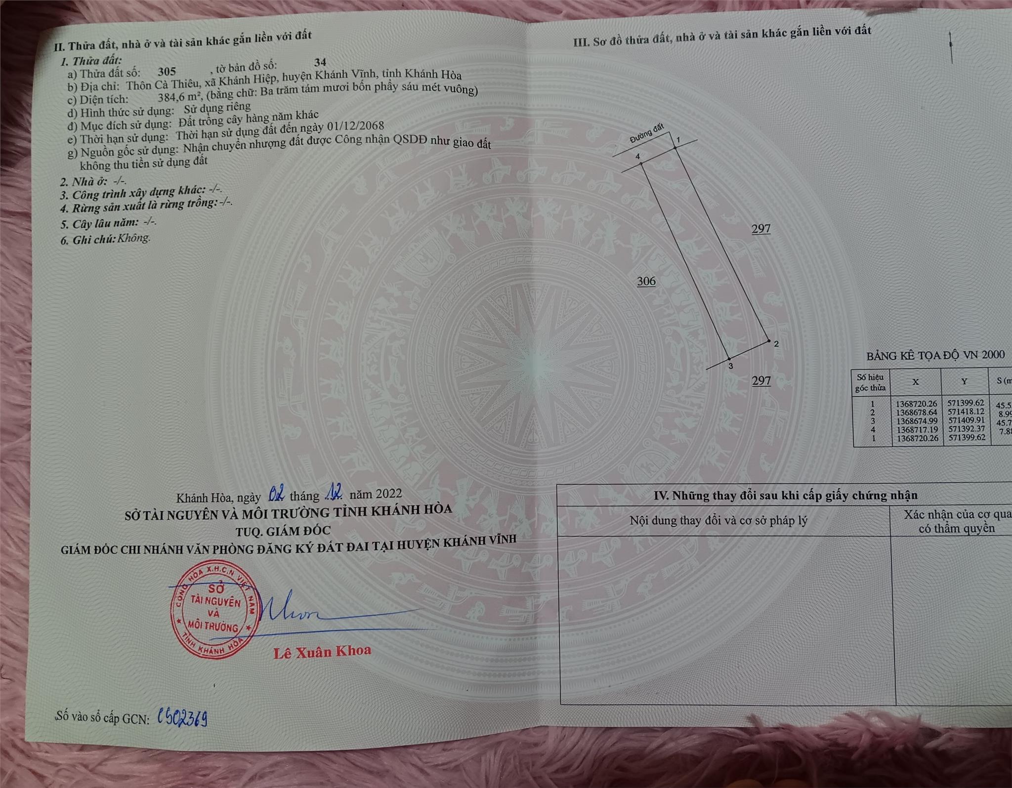 ĐẤT CHÍNH CHỦ – Cần Bán Lô Đất tại Xã Khánh Hiệp - Khánh Vĩnh, Khánh Hoà