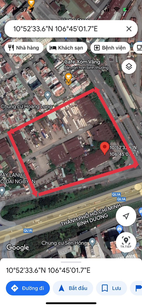 Chính chủ cho thuê đất mặt tiền 150m - DT 5000m² - QL1A - KCN Sóng Thần.