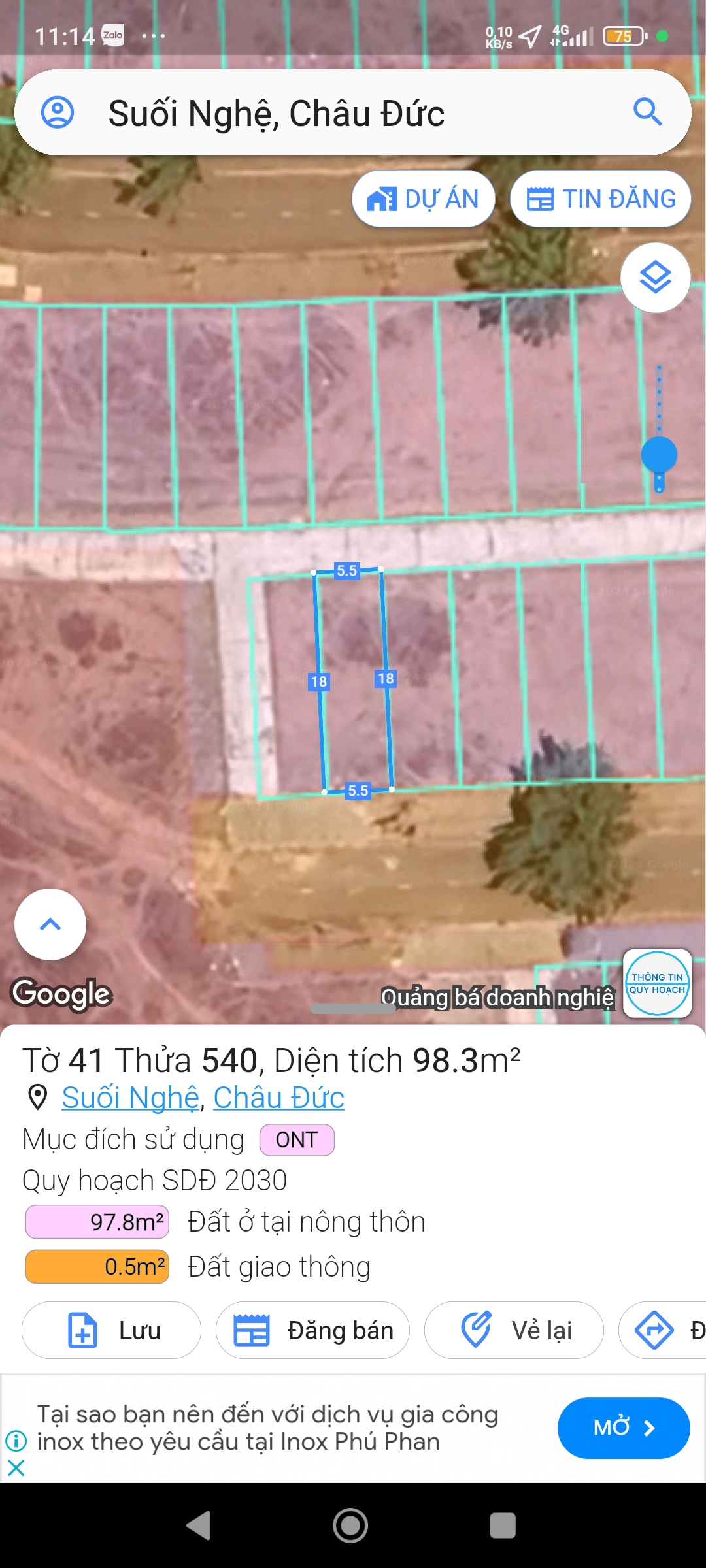 Chủ cần bán lô tdc suối nghệ sonadezi 98,3 m2