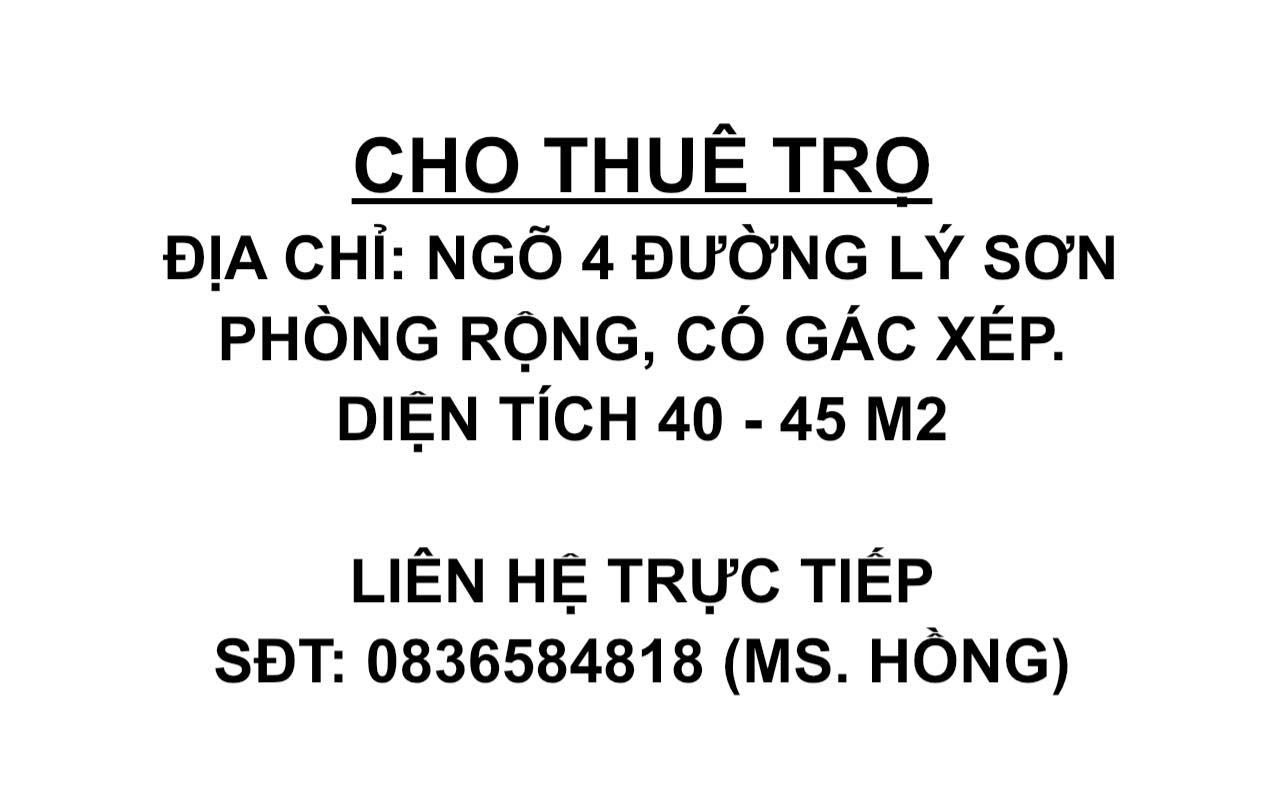 Cho thuê phòng trọ tại Đường Lý Sơn - Long Biên - HN