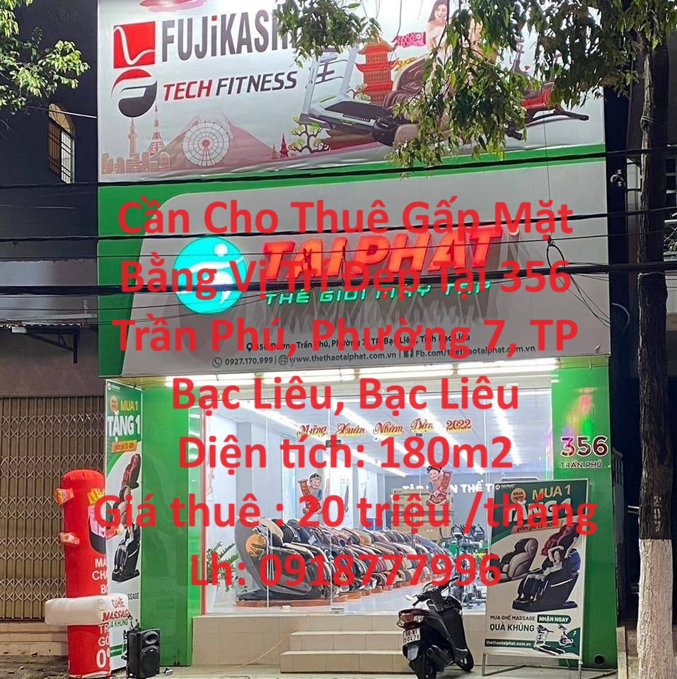 Cần Cho Thuê Gấp Mặt Bằng Vị Trí Đẹp Tại 356 Trần Phú, Phường 7, TP Bạc Liêu, Bạc Liêu