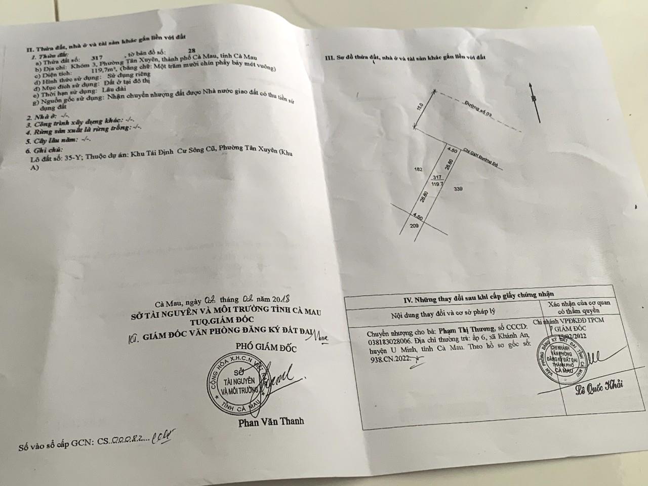 Chính Chủ Cần Bán Nhanh LÔ ĐẤT tại Khóm 3, Phường Tân Xuyên, TP Cà Mau, Cà Mau