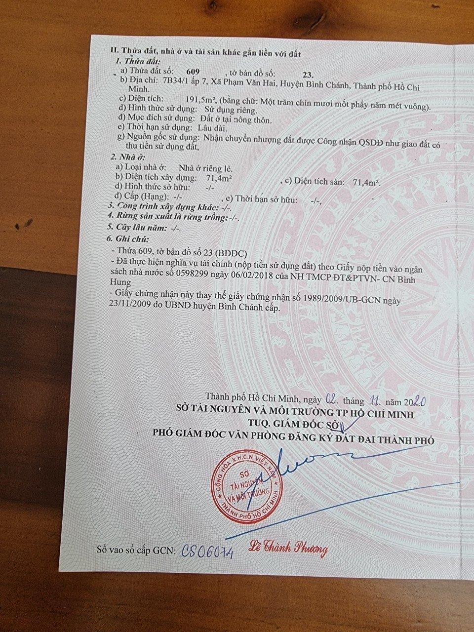 Đất Chính Chủ TẶNG Kèm Nhà Cấp 4 Số 7B34/1 Ấp 7, Xã Phạm Văn Hai, Bình Chánh - TP Hồ Chí Minh