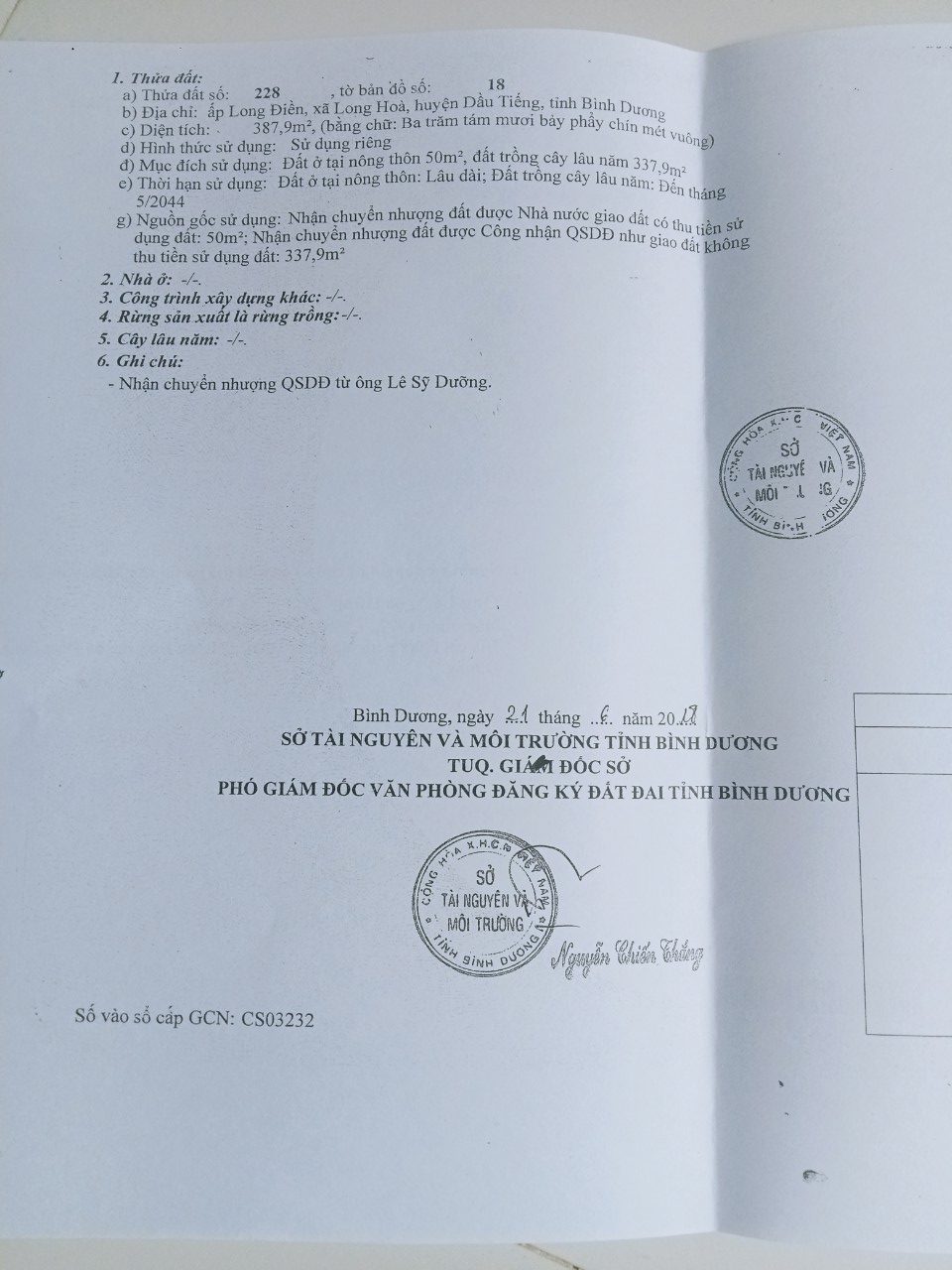 Bán Đất Đẹp Vị Trí Đắc Địa Tại ấp Long Điền, xã Long Hòa, Dầu Tiếng, Bình Dương