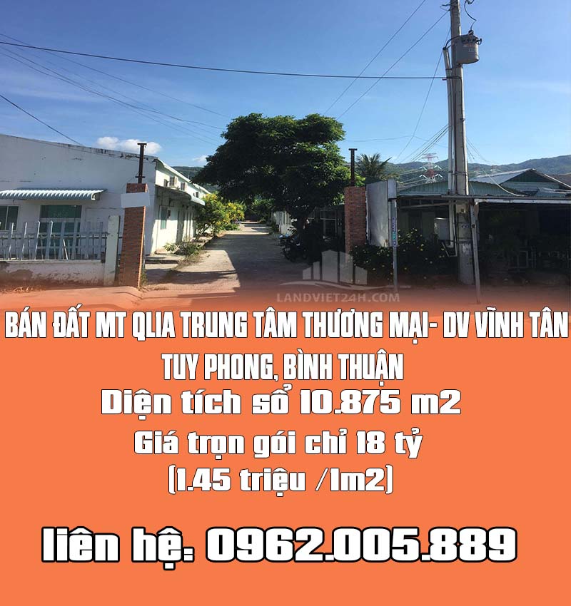 BÁN ĐẤT MẶT TIỀN QL1A TRUNG TÂM THƯƠNG MẠI- DỊCH VỤ VĨNH TÂN- TUY PHONG, BÌNH THUẬN