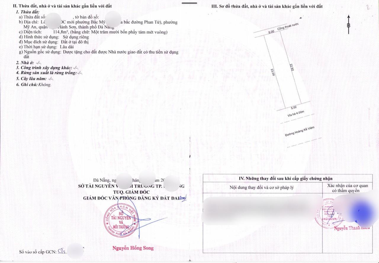 Bán đất đường Hoàng Kế Viêm - Đà Nẵng, Ngay phố An Thượng, thông thẳng bãi tắm, hiếm hàng, Giá tốt
