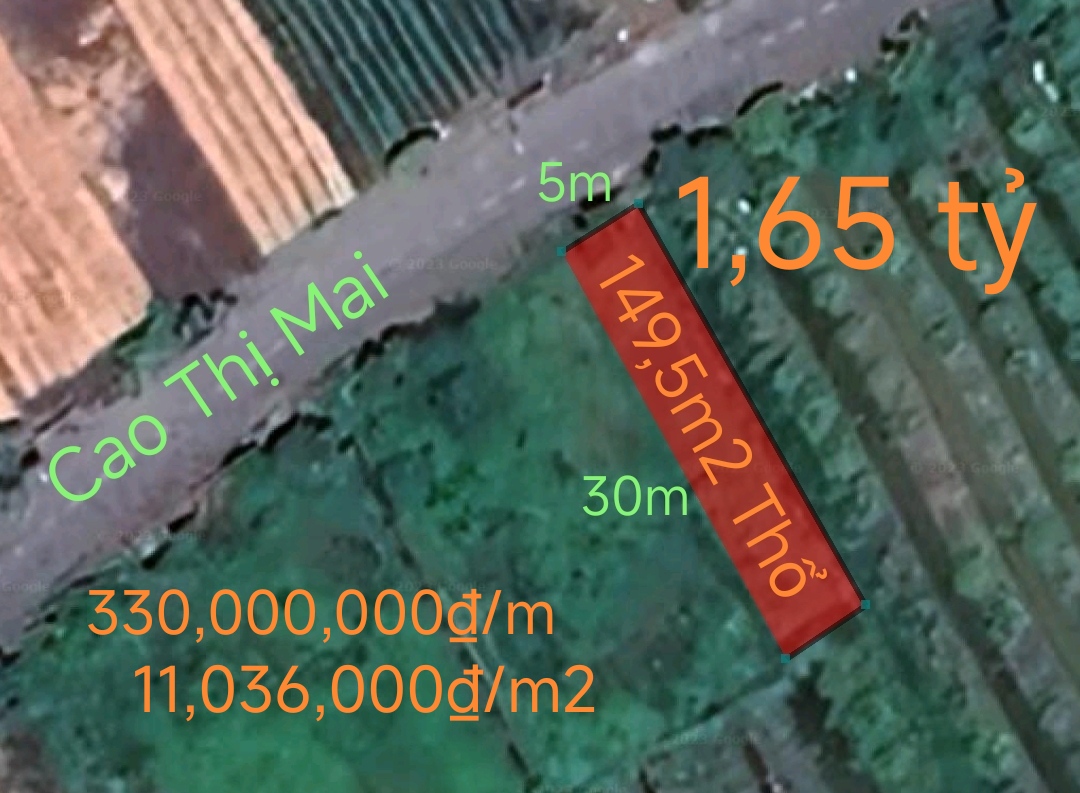 Bán lô đất thổ mặt tiền Cao Thị Mai giá 1,65 tỷ