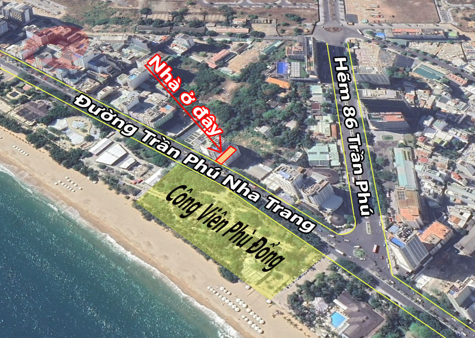 Bán nhà Nha Trang mặt tiền đường Trần Phú phường Lộc Thọ đối diện công viên Phù Đổng