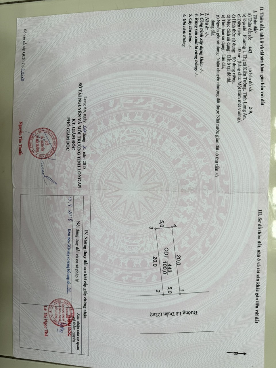 Chính chủ cần bán 2 lô đất dự án, sổ hồng, đất ở đô thị tại Thị Xã Kiến Tường, Long An