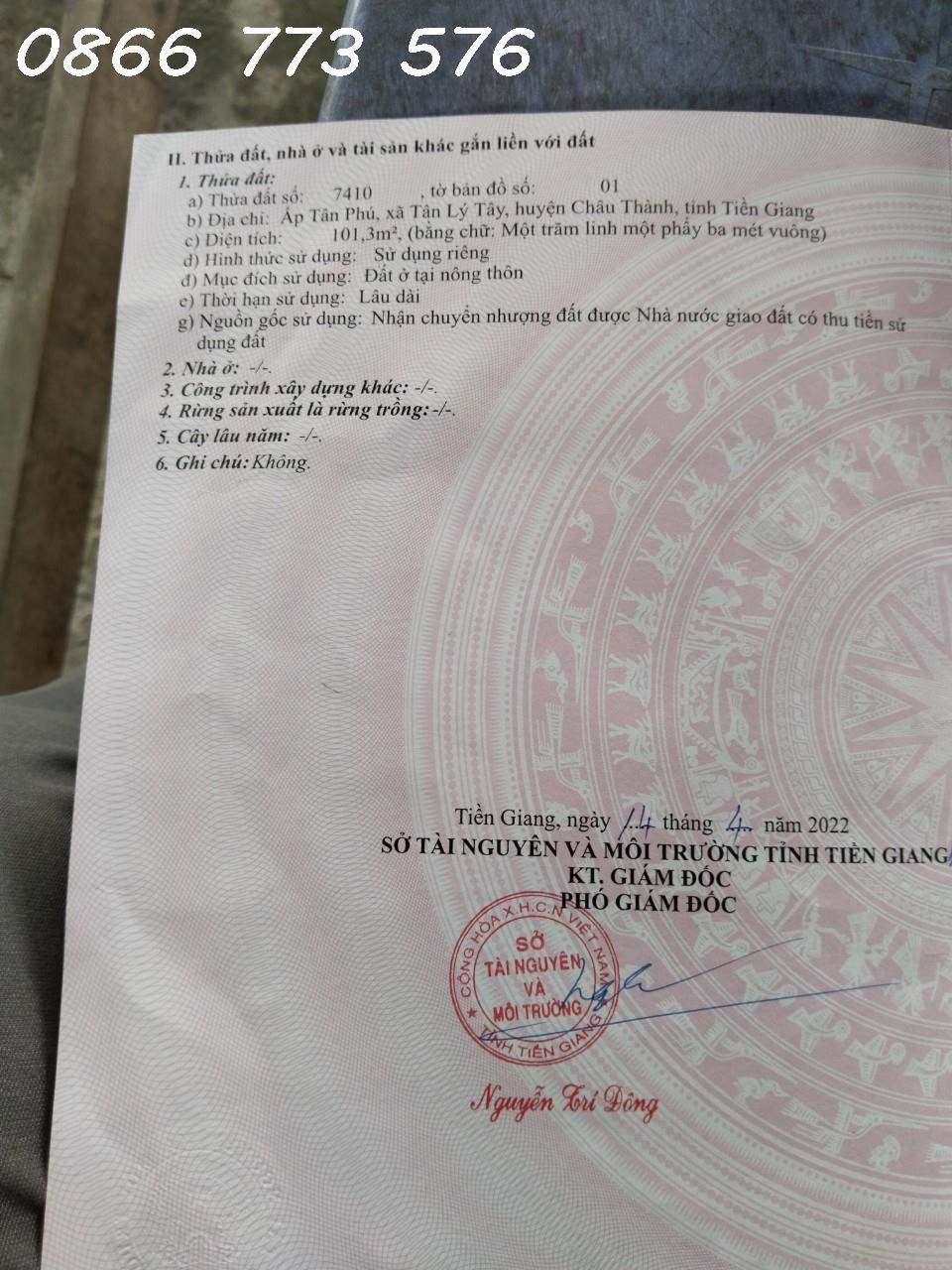 CHÍNH CHỦ BÁN GẤP LÔ ĐẤT VỊ TRÍ MẶT TIỀN ĐẸP Tại Châu Thành, Tiền Giang